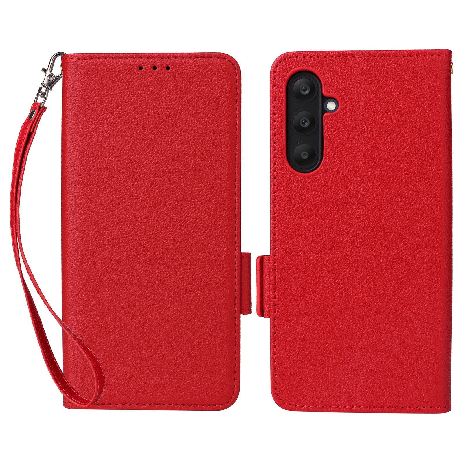For Samsung Galaxy F15 5G / M15 5G Case Litchi Texture PU Leather Folio Phone Cover with Wrist Strap For Samsung Galaxy F15 5G / M15 5G Case Litchi Texture PU Leather Folio Phone Cover with Wrist Strap